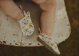 Floral Soft Soled Baby Shoes+Bib