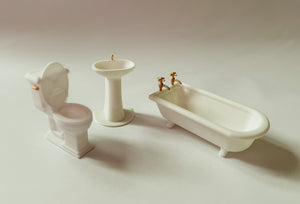 Gold accent miniature bathroom set