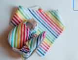 Rainbow Striped Soft Soled Baby Shoes+Bib