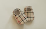 Plaid flannel soft sole baby shoes