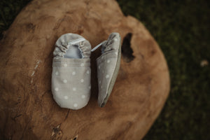 Gray and White Dots Soft Soled Baby Shoes