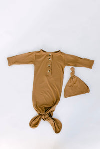 Knotted Baby Gown and Hat Set
