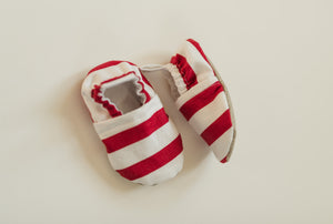 Red + white stripe Soft sole baby shoes